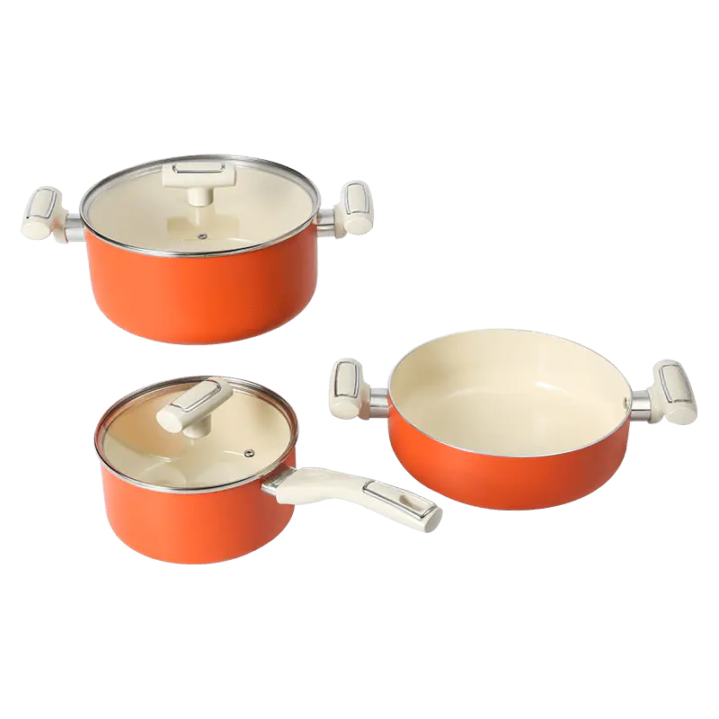 JX-PST52 5-piece BPA-free aluminum body nonstick pressed casserole cookware set